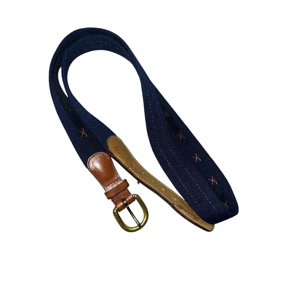 Faconnable vintage preppy-style ribbon belt  navy blue golf clubs made in France